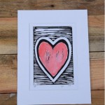 Red Heart Lino Print